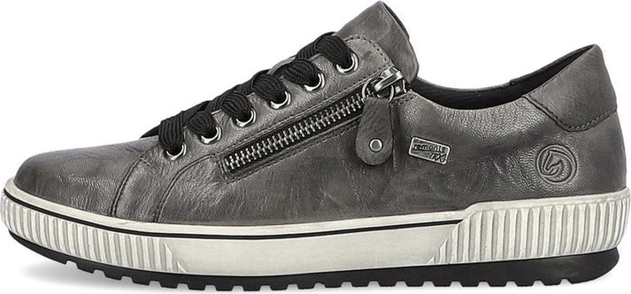 Remonte Shoes Grey Lace Up W Side Zip