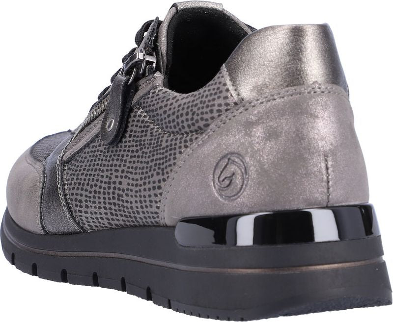 Remonte Shoes Grey Lace Up With Zip