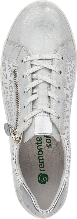 Remonte Shoes White/silver Giraffe Print Lace Up