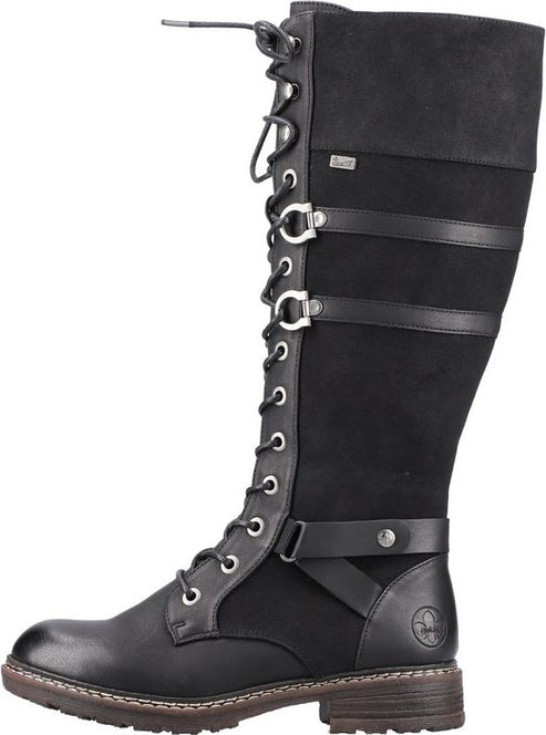 Rieker Boots Black Tall Lace Up Boot