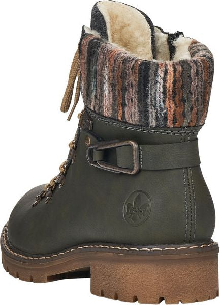 Rieker Boots Forest Green Lace Up Boot