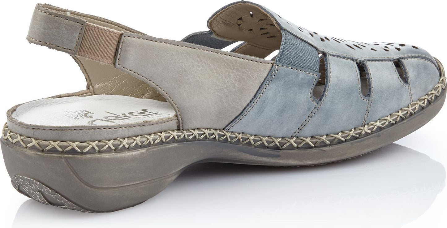 Rieker Sandals 41390-10 - Light Blue Closed Toe Slingback