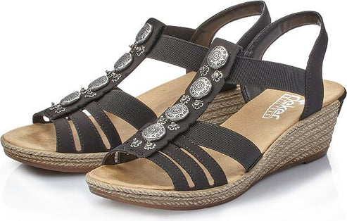 Rieker Sandals Black T-strap Sandal