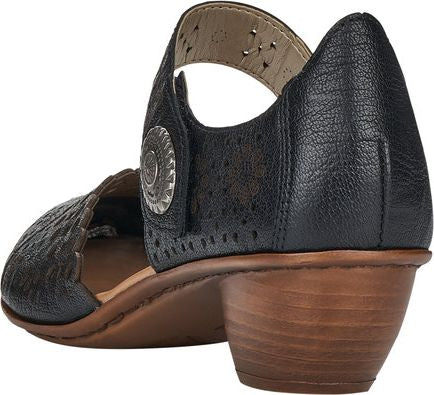 Rieker Sandals Black With Velcro Strap