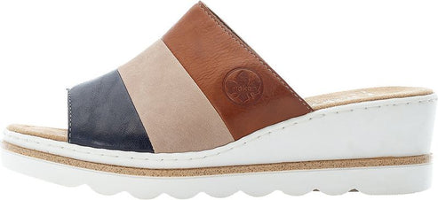 A tri-color leather sandal with a white platform sole.