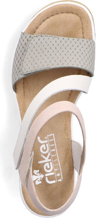Rieker Sandals Multi Wedge 3 Strap Velcro