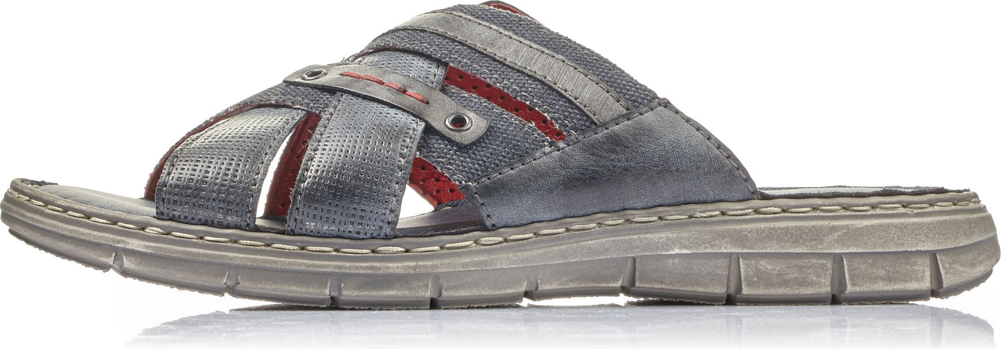 Gray men's sandal with a thick tread.