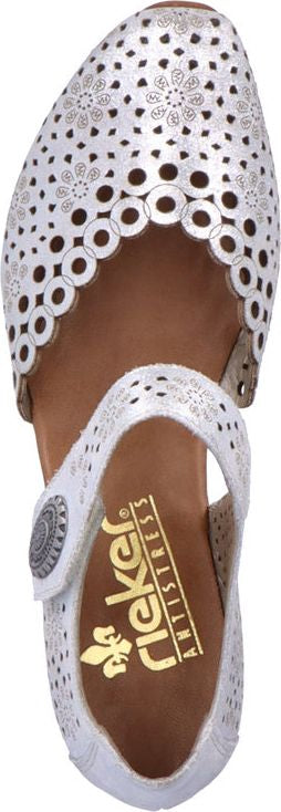 Rieker Sandals Silver With Velcro Strap