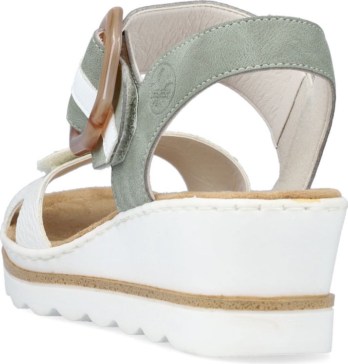 Rieker Sandals White/mint Wedge With Buckle