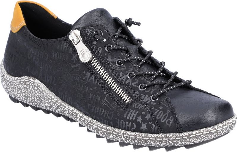 Rieker Shoes Black Lace Up With Side Zip