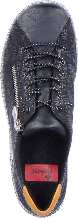 Rieker Shoes Black Lace Up With Side Zip