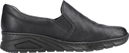 Rieker Shoes Black Slip On Wedge Heel