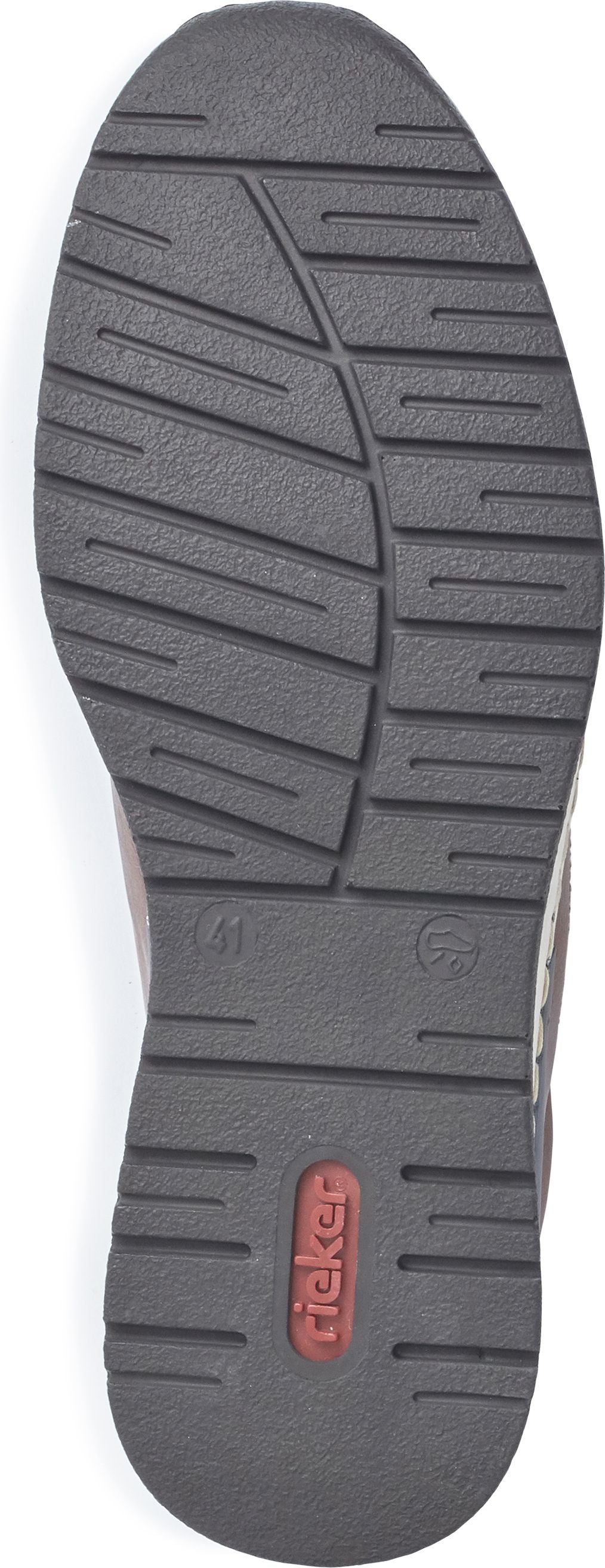 The sole of a shoe with a textured grip and the word "Rieker" visible.