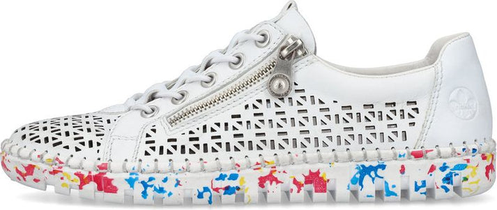 Rieker Shoes White Perf Shoe