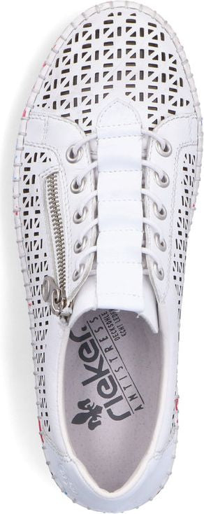 Rieker Shoes White Perf Shoe