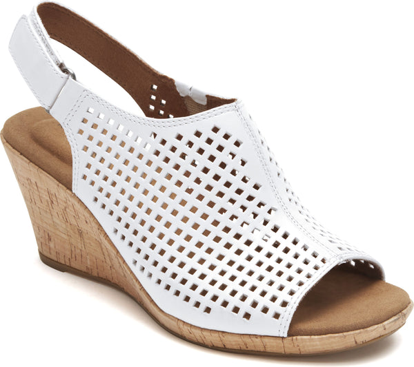 Women's Textured Briah Perf Sling Wedge High Heeled Sandal,Beige main image 0