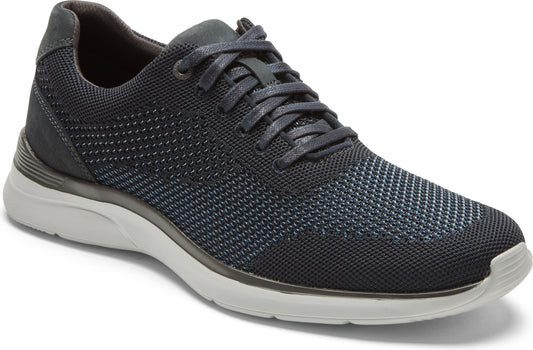 Navy blue athletic shoe with grey sole and laces.