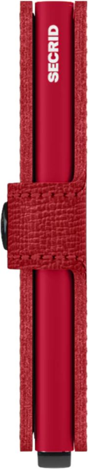 Red wallet with SECRID on the aluminum cardholder.