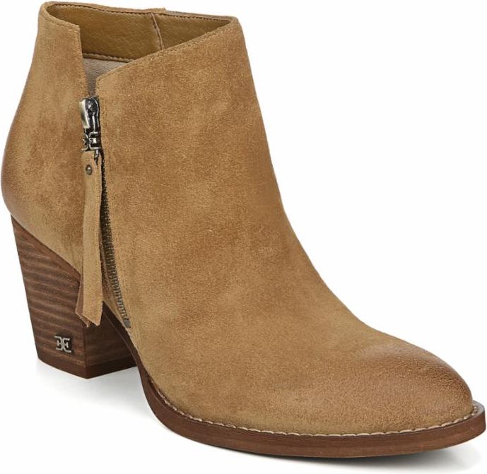 Sam Edelman Minetta Black Velutto Suede Leather Ankle Boots - 6 Inch Height, Women's Fashion Boots