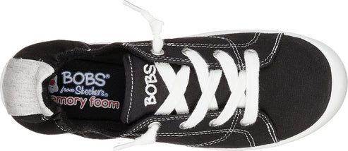 Black shoe with white laces and BOBS logo.