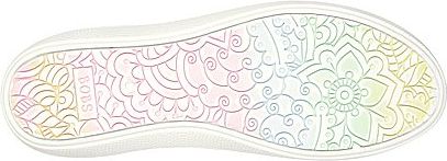 Shoe sole with colorful paisley design and "BOBS" logo.