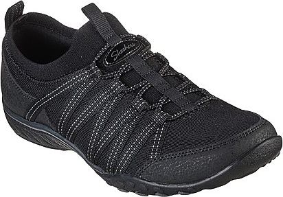 Black women's casual shoe with elastic laces and a pull tab on the heel.