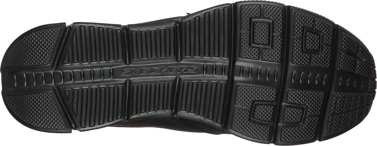 Black sneaker outsole with a grid pattern.