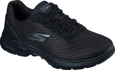 A black athletic shoe with laces, textured upper, and the letter 'G' on the side.