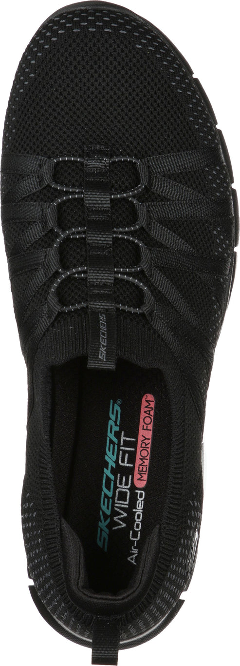 black shoe with laces and Skechers wide fit air-cooled memory foam insole