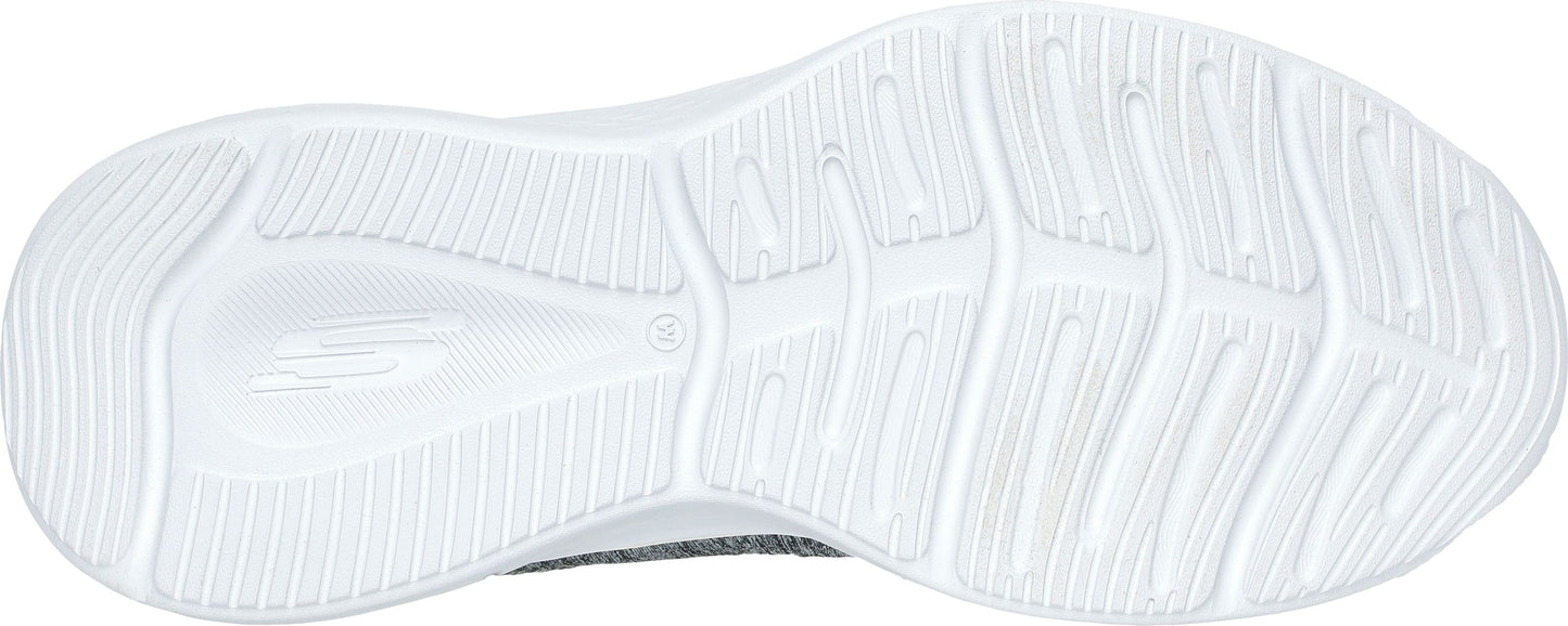 The outsole of a sneaker featuring a textured white sole.