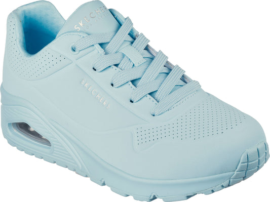 Light blue sneaker with perforations.