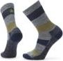 Pair of striped socks with a reinforced heel and toe.