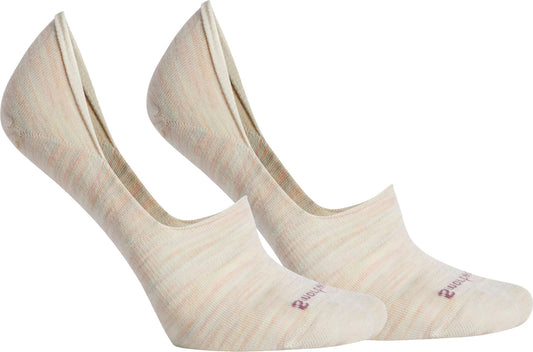 Pair of light tan no-show socks.