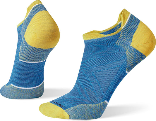 Two blue and yellow socks.