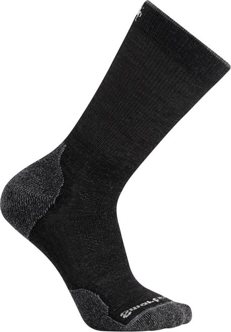 Black sock with reinforced heel and toe.