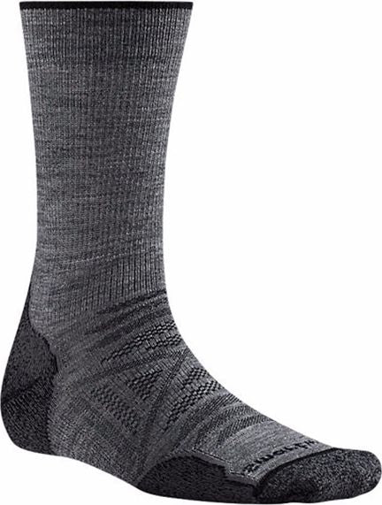 Gray wool sock with reinforced heel and toe.