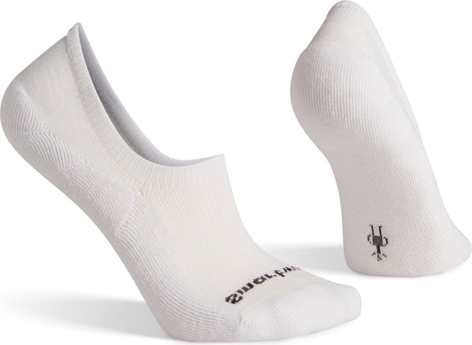 Two white loafer socks; one with the logo "smartwool" near the toe.
