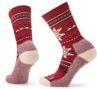 Red socks with a snowflake design.