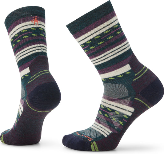 Two wool socks with stripe and geometric design.
