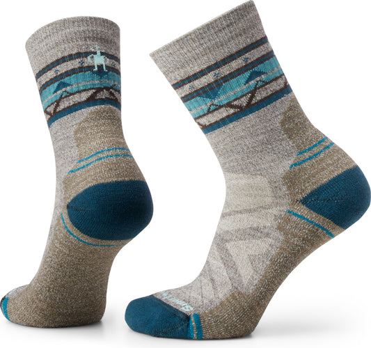 Smartwool Apparel W Hike Light Cushion Zig Zag Valley Mid Crew Socks Taupe Natural