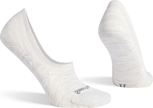 Two low-cut patterned white socks.