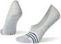 Two no-show socks with dark stripes near the toe.