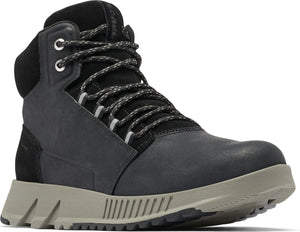 High-top dark gray boot with black trim and gray laces.