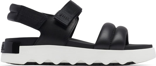 A black sandal with a white platform sole.