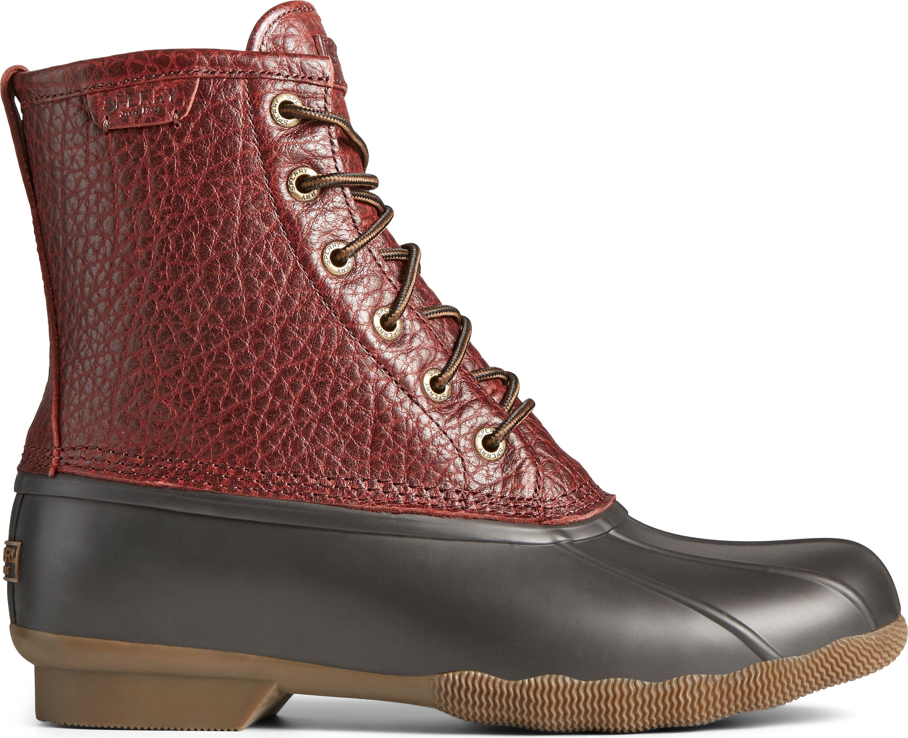 red sperry duck boots