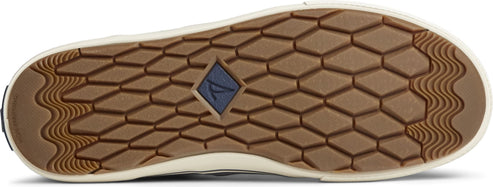 Shoe sole with a honeycomb pattern and the Sperry logo.