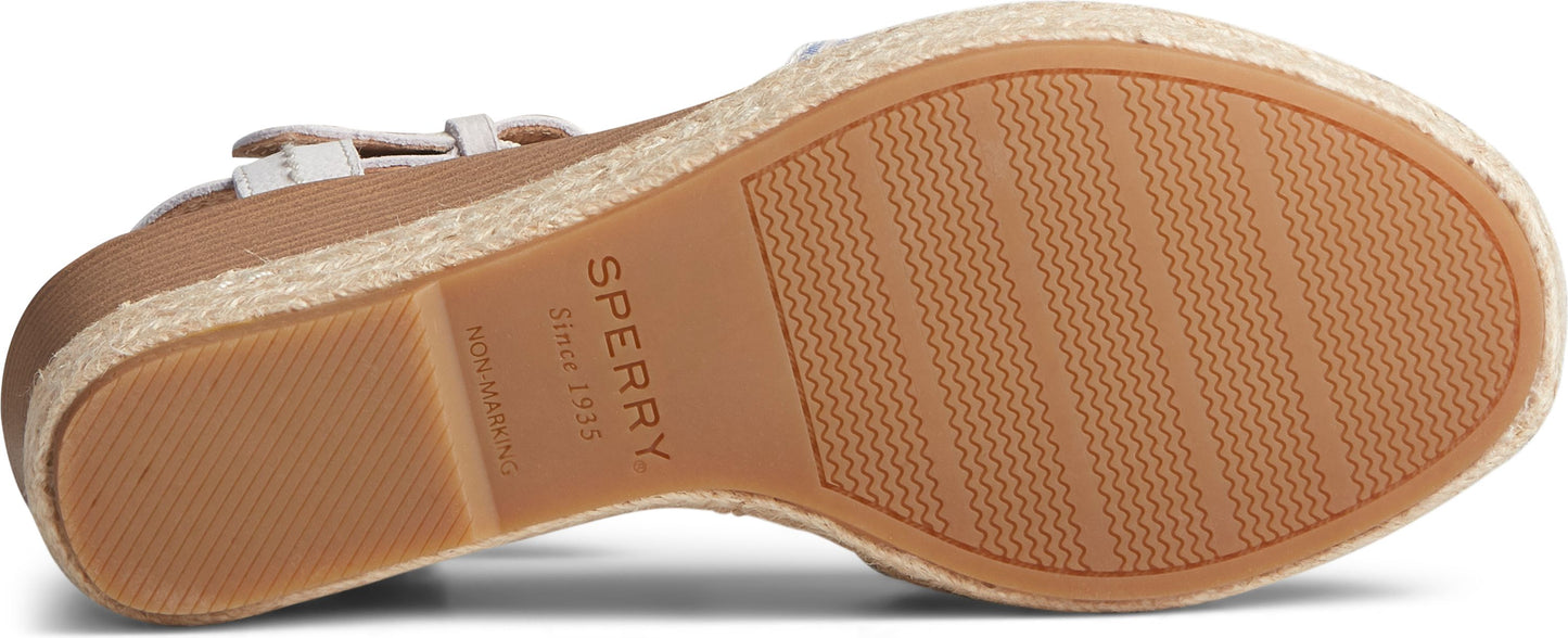 The sole of a shoe with a non-marking Sperry sole.