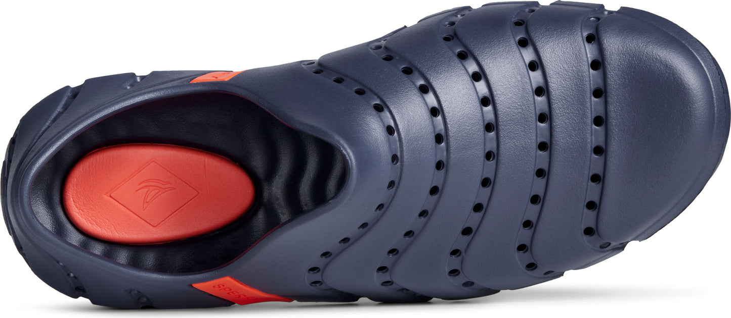 Navy slip-on shoe with small holes