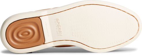 Shoe sole with a circular grip and the brand name.