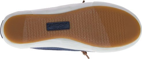 Shoe sole with a logo plate.